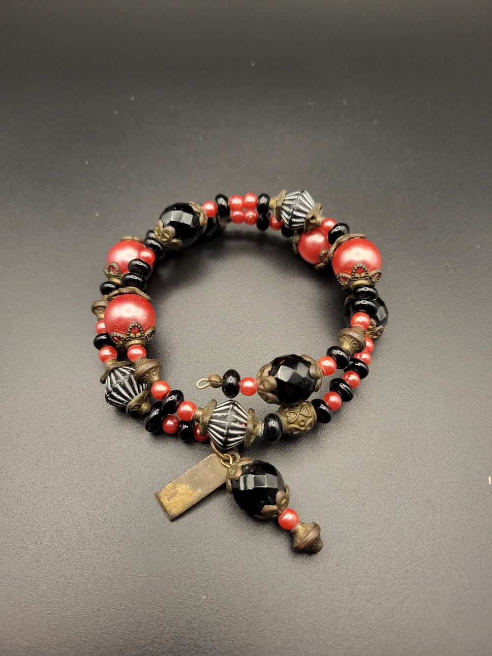 Stylish Pink and Black Beaded Women's Wrap Bracelet